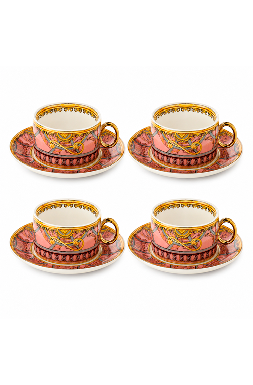 Jogo de Xicaras de Chá Rocaille Salmão em New Bone China 170ml 8 Peças