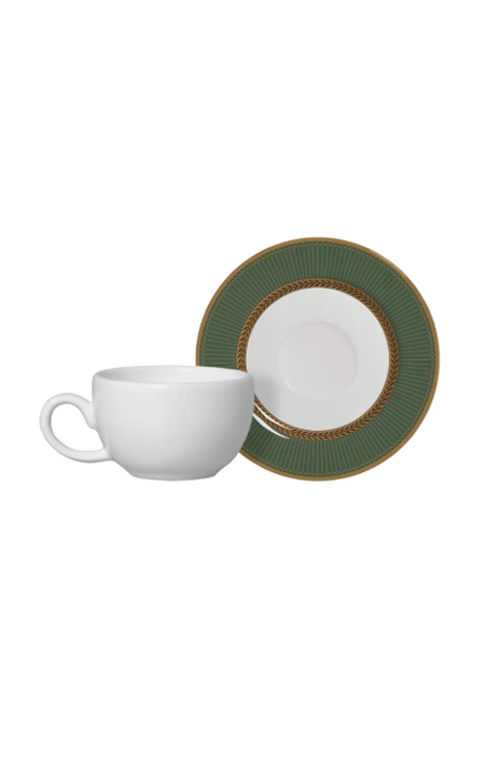Xicara de Café com Pires Celebrate Verde em Cerâmica 85ml