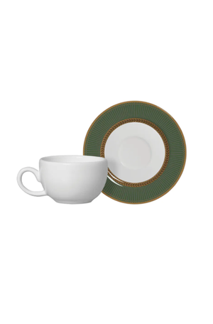 Xicara de Café com Pires Celebrate Verde em Cerâmica 85ml