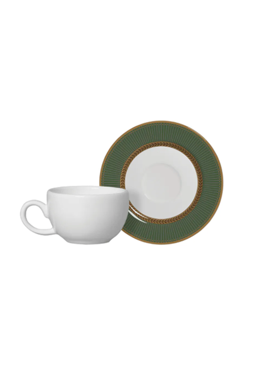 Xicara de Café com Pires Celebrate Verde em Cerâmica 85ml