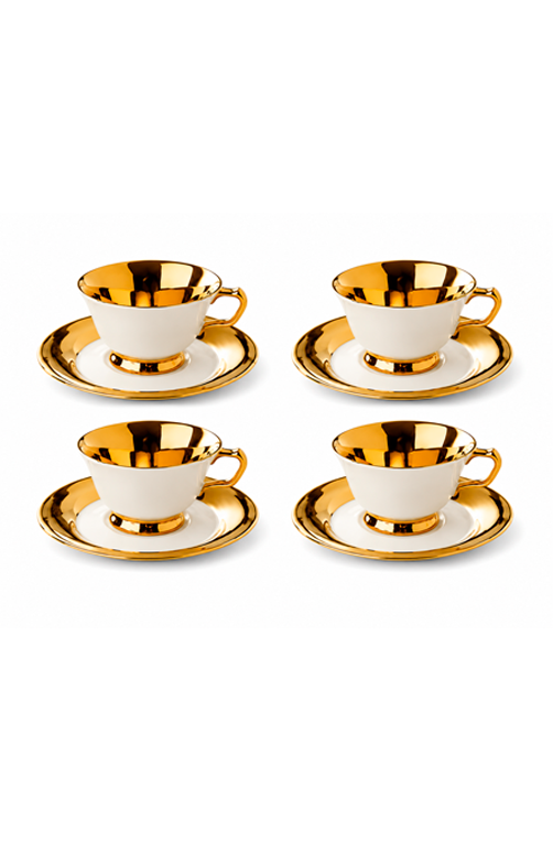 Jogo de Xicaras de Café com Pires Aurine em New Bone China 90ml 8 Peças