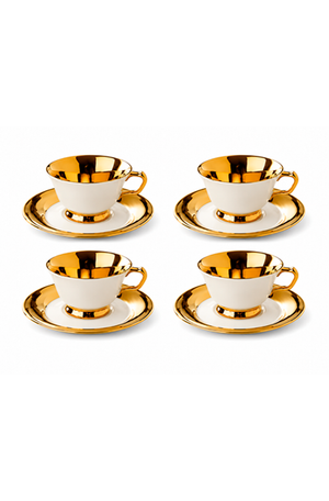 Jogo de Xicaras de Café com Pires Aurine em New Bone China 90ml 8 Peças
