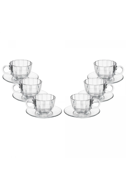 Conjunto de 6 Xícaras de Café de Vidro com Pires Pétala 100ml