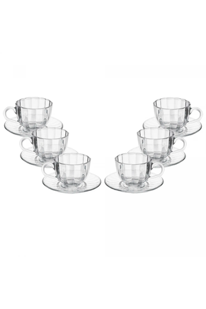 Conjunto de 6 Xícaras de Café de Vidro com Pires Pétala 100ml
