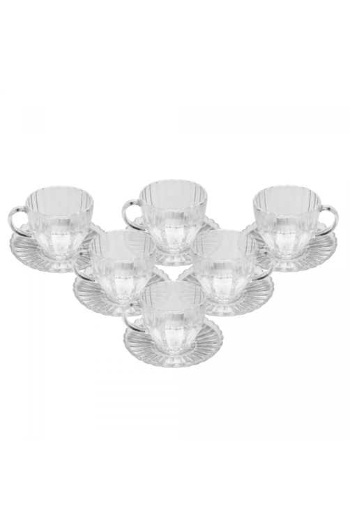 Conjunto de 6 Xícaras de Chá de Vidro com Pires Pétala 200ml