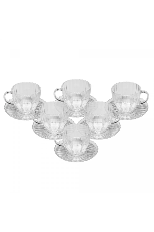 Conjunto de 6 Xícaras de Chá de Vidro com Pires Pétala 200ml