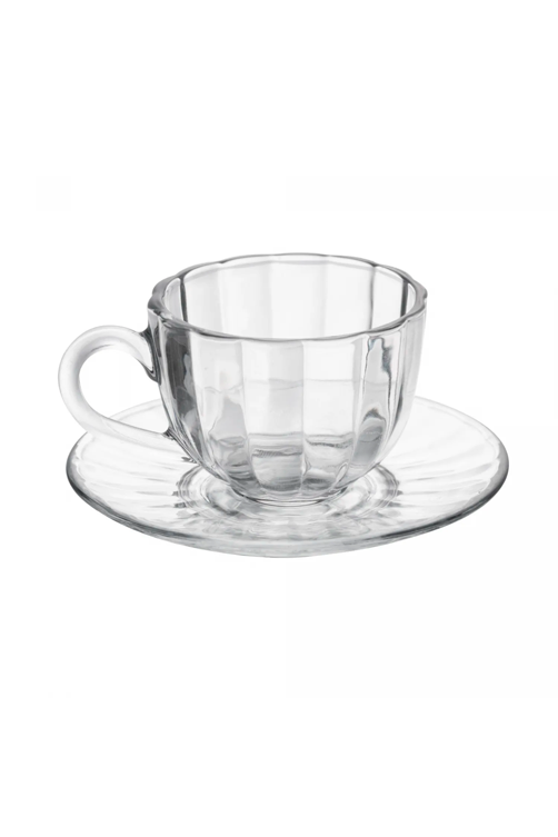 Conjunto de 6 Xícaras de Café de Vidro com Pires Pétala 100ml