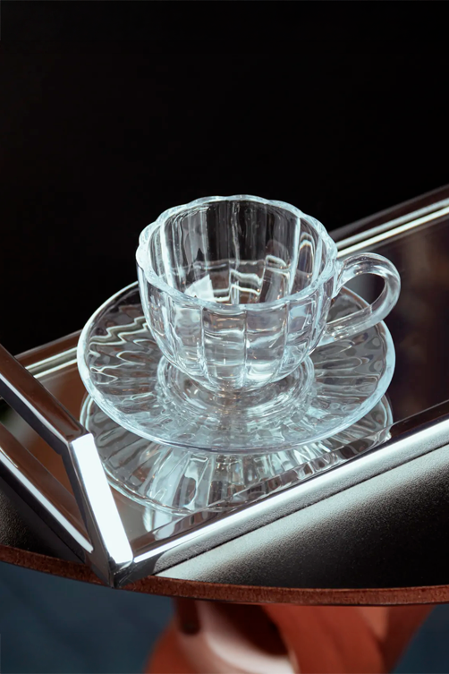 Conjunto de 6 Xícaras de Café de Vidro com Pires Pétala 100ml