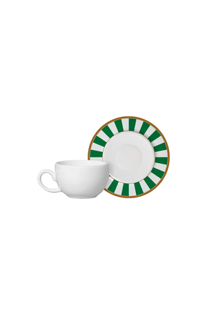 Xicara de Café com Pires Stripe Verde em Cerâmica 85ml